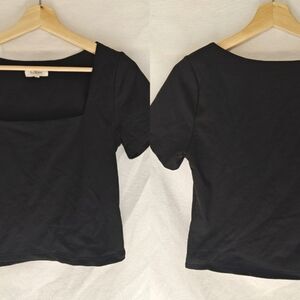 Bohme Black Square Neck Crop Top